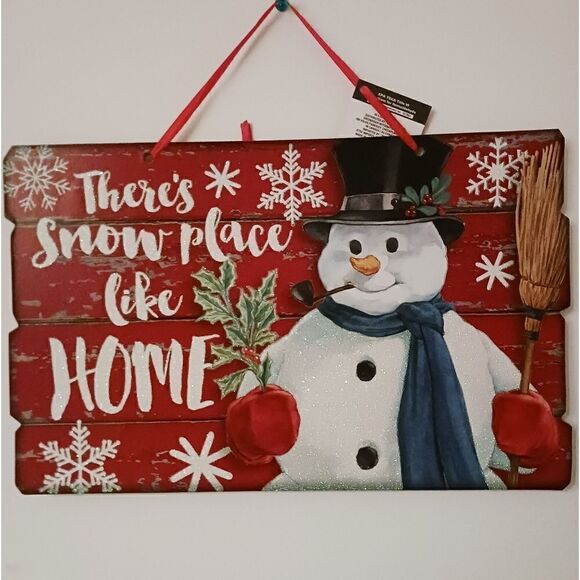 "There's No Place Like Home" Snowman wall/door Sign - Picture 1 of 2